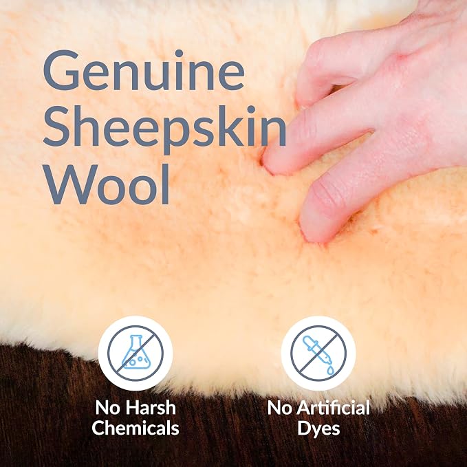 Sheepskin Ranch Natural Wool Wheelchair Seat Cover, Cushion for Pain Relief, Discomfort, Skin Irritation Mobility Chair Cover