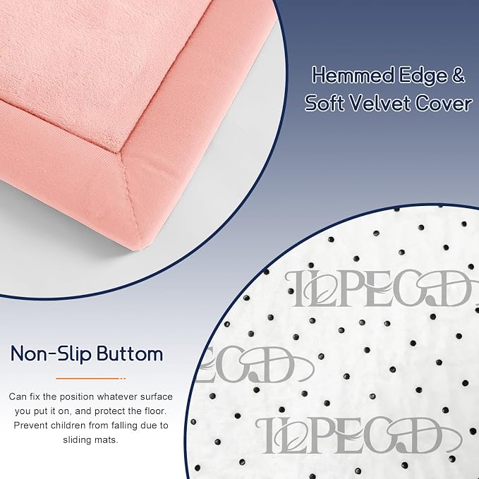 Baby Play Mat for Floor Nursery Rug Muscle Mat Area Rug Playroom Rug 59"x59" Playpen Mat Elastic Foam 1.3" Thick Crawling Mat for Babies,Toddlers, Infants, Kids,Light Pink
