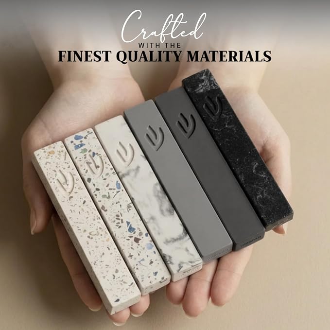 SURI Mezuzah – 5 Inch Gray Concrete Door Mezuza Case with Non Kosher Scroll, Judaica Contemporary Style, Fits a 4 Inch Mezuzah Scroll, Gift Box Included