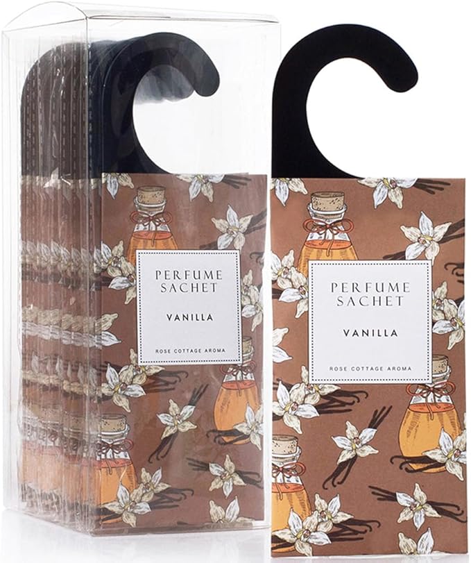 ROSE COTTAGE Large 12 Packs Vanilla Hanging Closet Air Freshener Scented Sachets Long Lasting Smell Goods