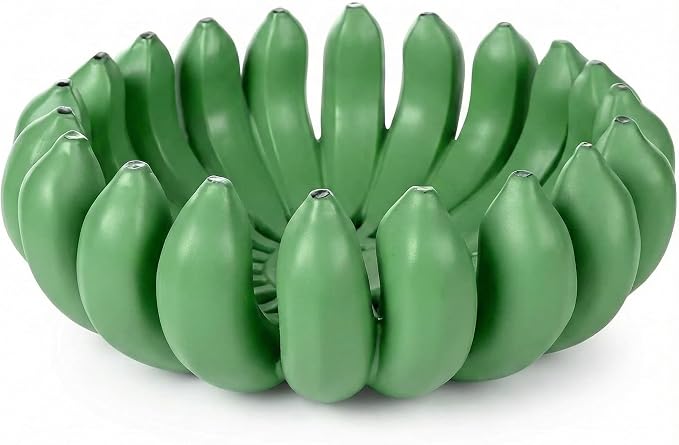 12 inch large Banana fruit bowl holder Handcrafted Art Centerpiece - Modern bowl for Kitchen,Dining Table & Entryway - Home Decor - Premium gifts - Sculptural Home Decor. (Green)