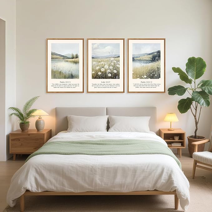 TOARTi Large Framed Christian Scripture Wildflowers Canvas Wall Art,Modern Natural Landscape Bible Verse Wall Decor, Inspirational Religious Art Prints for Living Room Bedroom Office-24”x35”x3