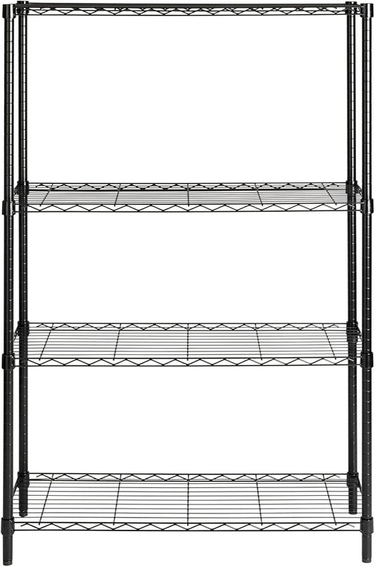 Honey-Can-Do 4-Tier Heavy-Duty Adjustable Shelves, Metal Storage Rack with 250-lb Shelf Capacity, Black, 14" W x 36" L x 54" H