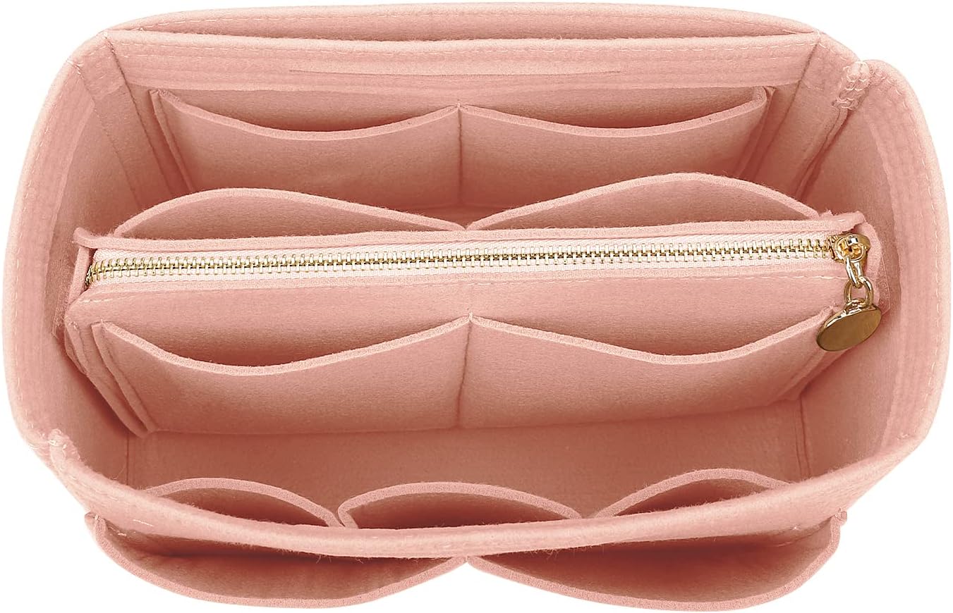 LEXSION Felt Purse Bag Organizer Insert with zipper Bag Tote Shaper Fit Speedy Neverful PM MM