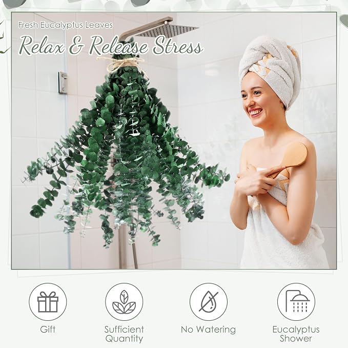 Knitgrip 60 Pcs Large Dried Eucalyptus Stems 17inch Natural Real Fresh Eucalyptus Branches for Shower Hanging Fresh Plant Greenery Leaves for Wedding Bathroom Vase Filler DIY Garland Decor