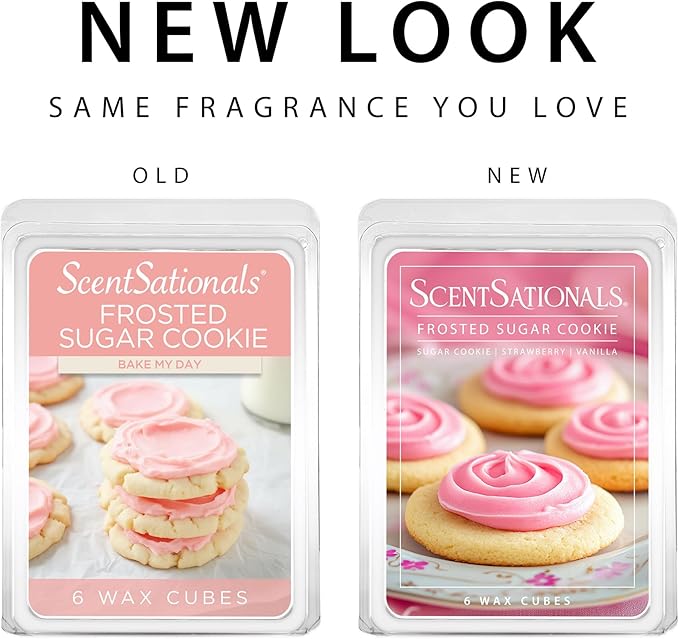 Scentsationals Wax Melts, Wax Cubes Strong Scent - Bakery Collection 2 Frosted Sugar Cookie - Long Lasting Scented Wax Melts for Warmer, 10oz (24-Cubes)