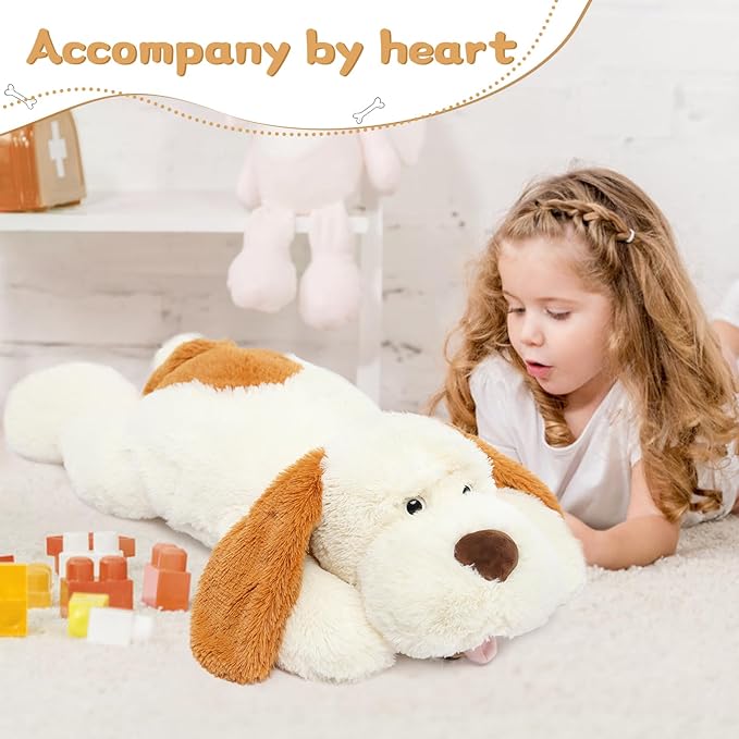 MorisMos Giant Dog Stuffed Animals, 31inch Large Dog Plush Soft Big Puppy Pillow Toy Gifts for Kids, Girls, Boys, White