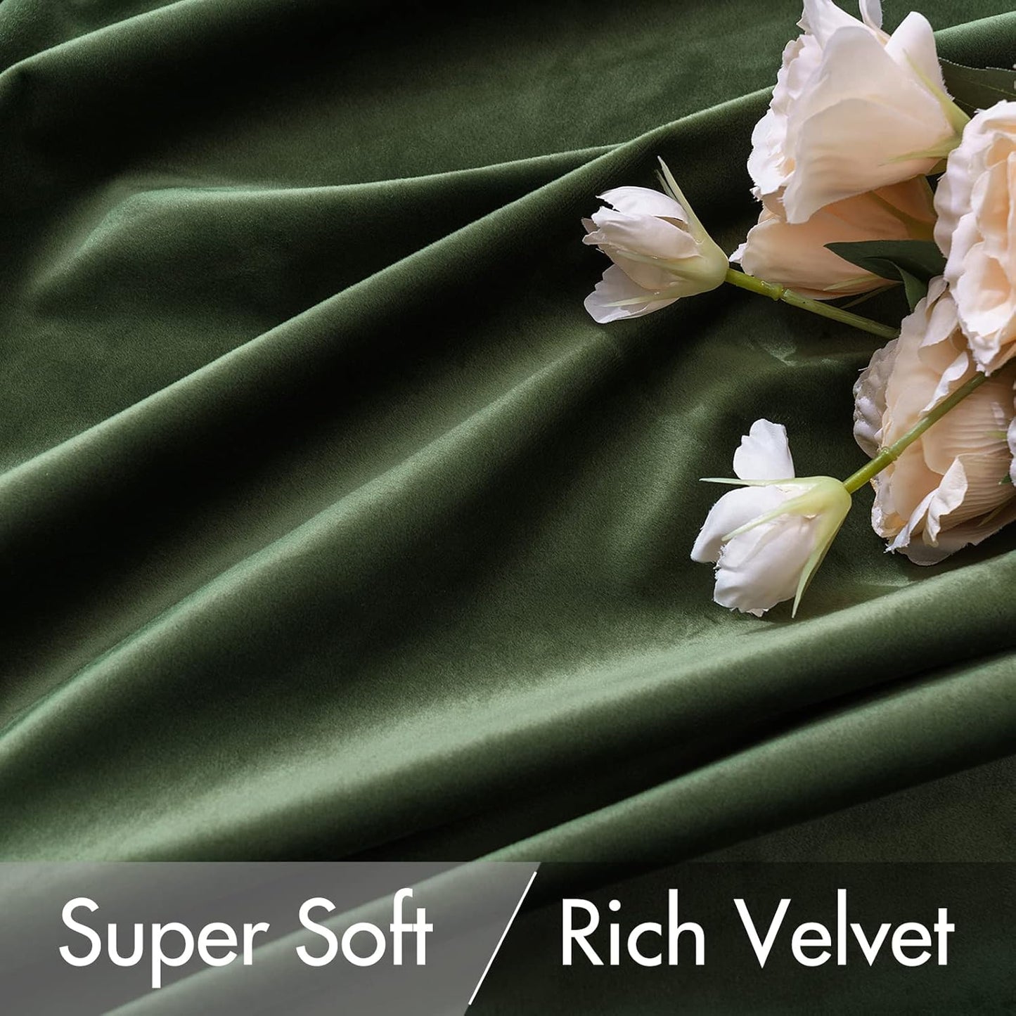 MIULEE Olive Green Velvet Curtains 120 inches 2 Panels - Pinch Pleated Luxury Room Darkening Curtains for Bedroom Living Room Thermal Insulated Super Soft Window Drapes Rod Pocket, W52 x L120 inch