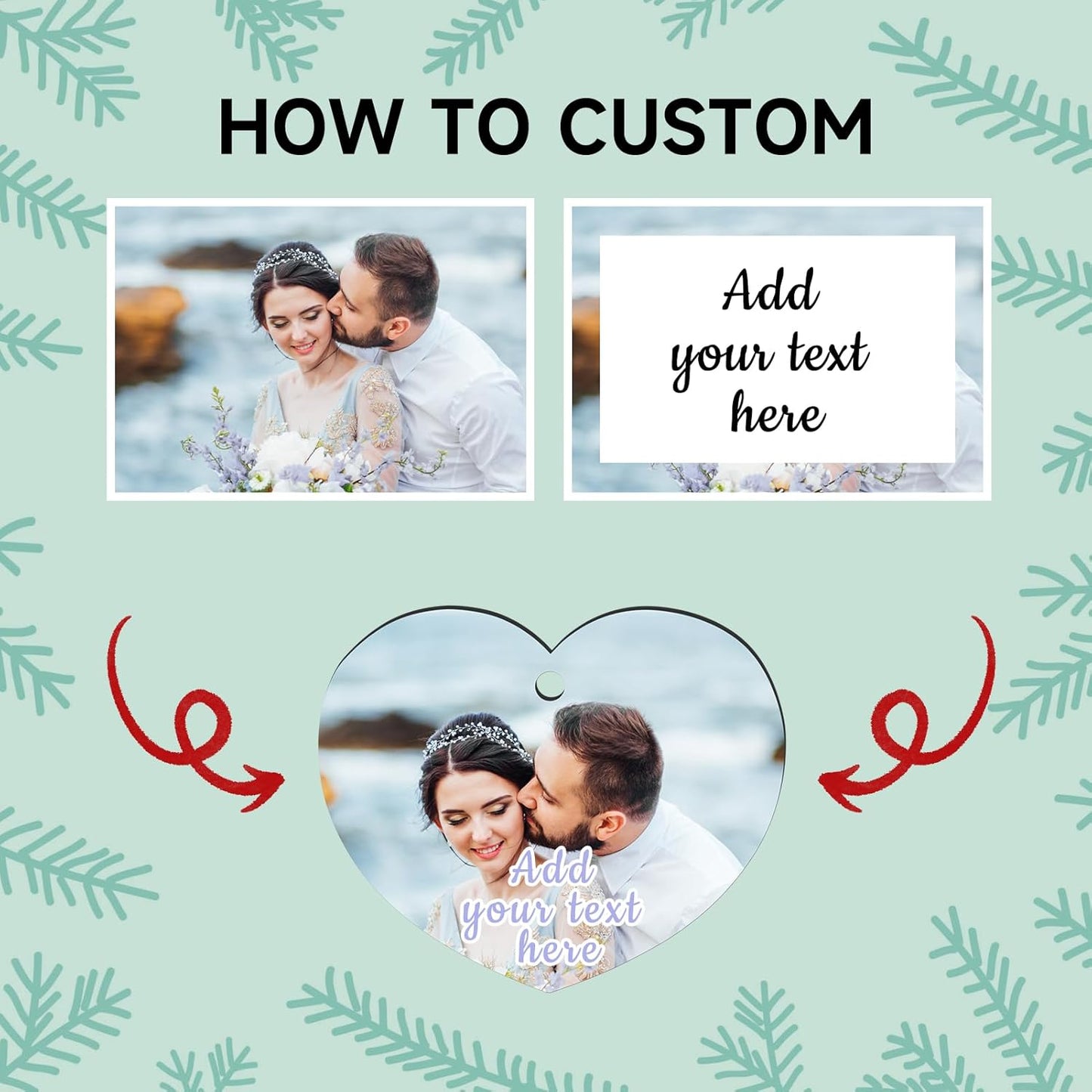 Personalized Christmas Ornaments 2025 Wood Custom Picture Text Hanging Ornament Customized Christmas Tree Decorations Keepsake Gift for Family Couples Xmas Tree Home Decor