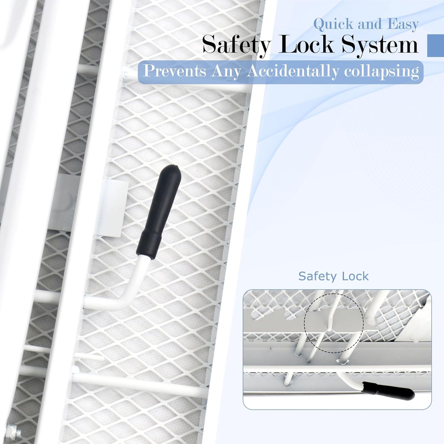 Ironing Board 48" X 13" with Safety Iron Rest Height Adjustable Iron Table Features Reinforced Steel Legs, Heat Resistant Cover, Grey