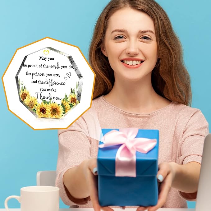 Yinder Thank You Gifts for Women Appreciation Gifts for Coworker Employee Nurse Teacher Leader Boss Inspirational Quotes Acrylic Desk Decor for Home Office Farewell Retirement