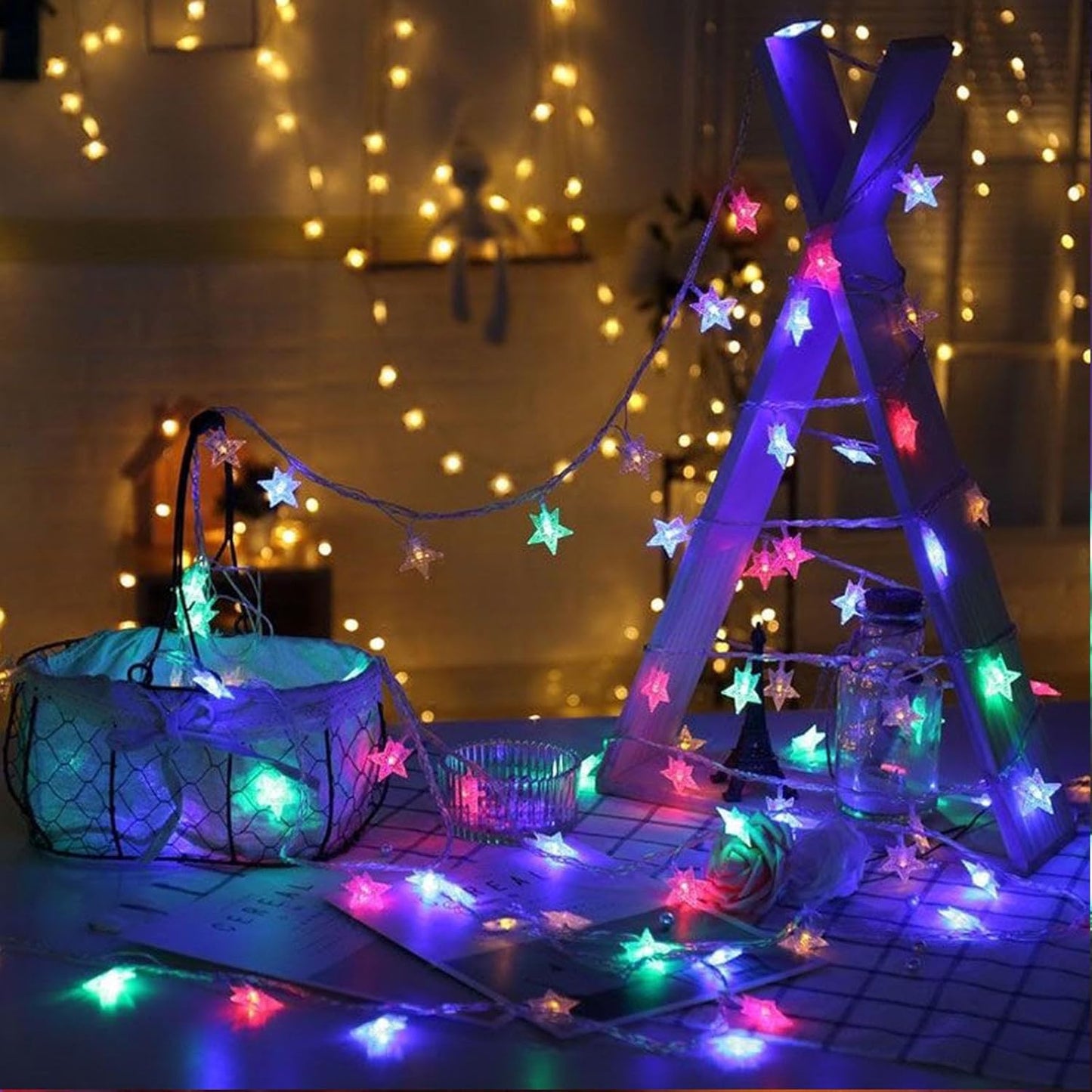 Star String Lights, LED Fairy Christmas Lights with Battery Operated,Waterproof Indoor Outdoor Star Light for Bedroom Tent Loft Bed Patio Party Wedding Holiday Camping Decor