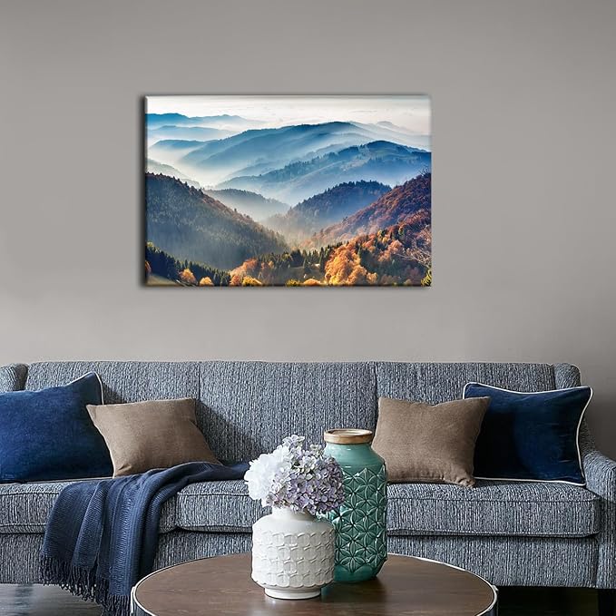 Misty Mountain Canvas Wall Art Nature Forest Landscape Wall Decor for Living Room American National Park Posters Bedroom Bathroom Artwork Scenery Pictures Painting Framed Prints Home Decoration 20x30