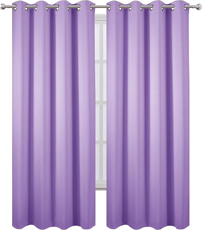 LEMOMO Blackout Curtains 66 x 95 inch/Lavender Curtains Set of 2 Panels/Thermal Insulated Room Darkening Bedroom Curtains