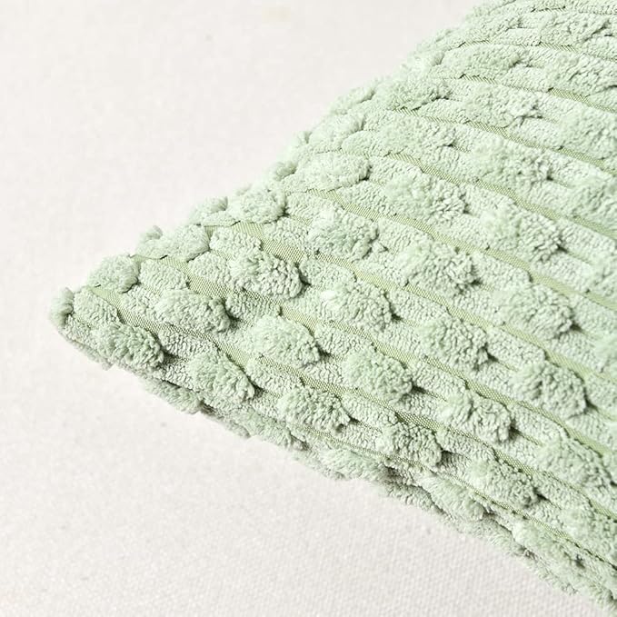 Fancy Homi 2 Packs Sage Green Decorative Throw Pillow Covers 12x20 Inch for Couch Bed Sofa, Modern Farmhouse Boho Home Decor, Soft Cute Plush Corduroy Cushion Case 30x50 CM