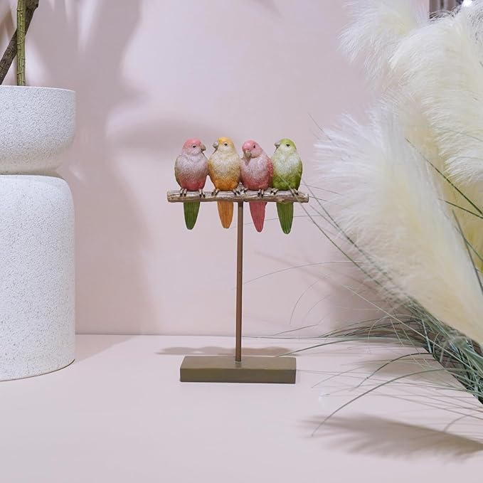Braxio Bird Figurines Home Decor – Resin Tabletop Pink Bird Decor for Shelf Bookcase Dresser Modern Farmhouse Decorative Accent for Living Room Bedroom Office Gift