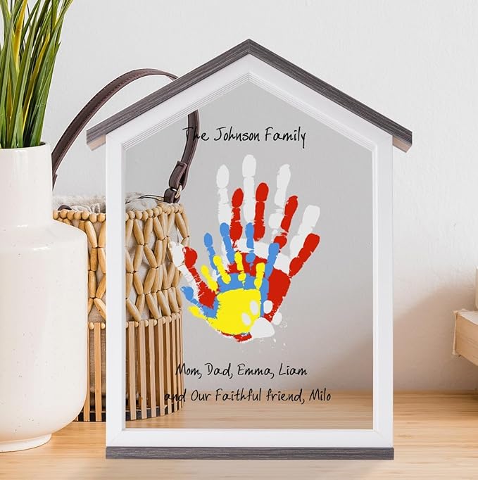 CHERRY CHEERS Exclusive House Shaped Family Handprint Kit; Unique DIY Keepsake, Complete Set, Meaningful Gift for Home Decor, Family Craft & Memory Making