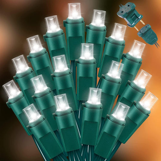 White Wide Angle LED Christmas Lights, 64.8 Ft 300 Count, Pack of 3 Strands 21.9 Ft 100 Lights UL Certified Commercial Grade Green Wire 5mm Holiday String Light