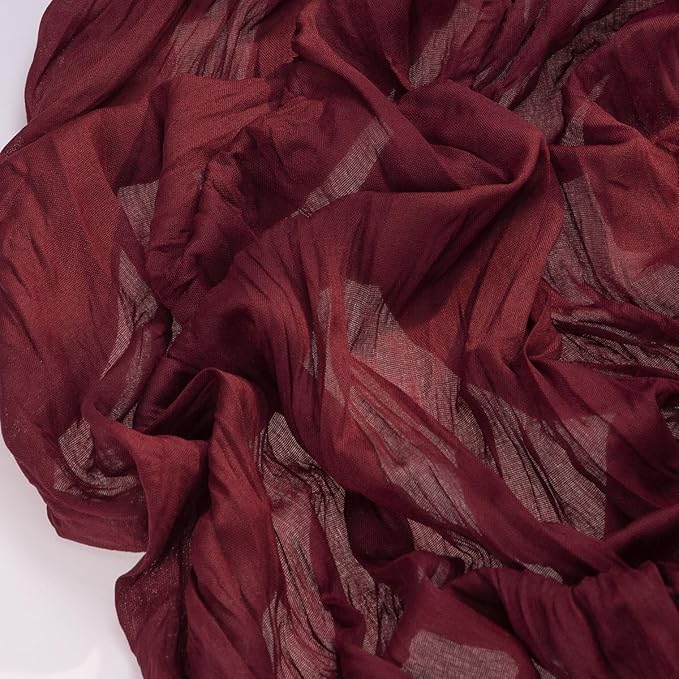 Socomi 10pcs Burgundy Red Easter Spring Cheesecloth Table Runner Boho Rustic Gauze 120 inch 10FT Cheese Cloth Runner for Wedding Party Baby Shower Birthday Home Decor Holiday Decorations