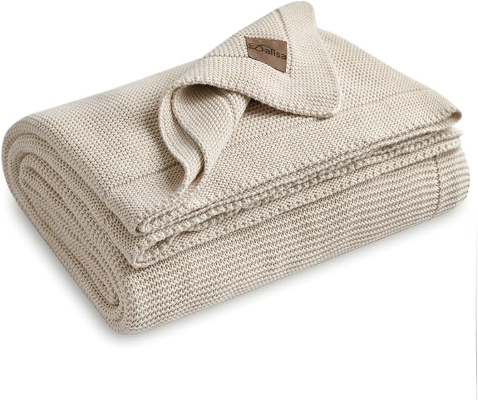 Dalisa 100% Organic Turkish Cotton Throw Blanket - GOTS Certified, Cozy - Perfect for Couch, Bed, and Home Decor - Boho Vintage Knit Alina (Earth Ivory, 60x80)
