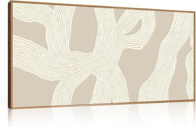 HPNIUB Large Abstract Beige Framed Canvas Prints Wall Art Set,Neutral Minimalist Lines Wall Decor,Modern Textured Artwork for Living Room, Bedroom,Dining Room, Office, Bathroom Decor-20 x40