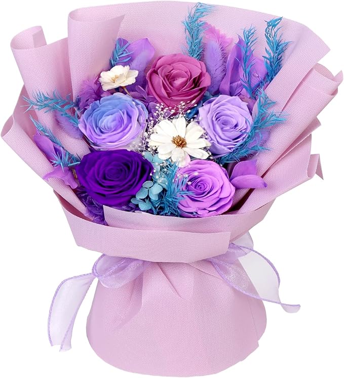 Birthday Gifts for Women, Flowers for Delivery, Forever Preserved Rose Flowers Fresh Bouquet, Valentines Mothers Day Gifts for Mom Grandma Wife Her