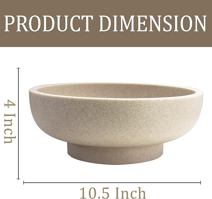 LIN CHUAN Large Decorative Bowl, Fruit Bowl for Kitchen Counter, Modern Resin Bowl for Home Decor, Key Holder for Entry Table, Sand Beige