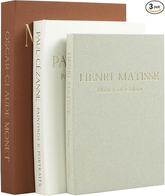 Set of 3 Decorative Books for Home Decor - Vintage Fake Books for Decoration, Mini Aesthetic Book Set for Coffee Table, Shelf & Decorative Boxes (brown)