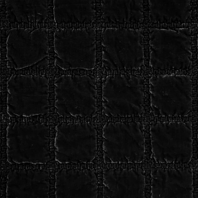 HiEnd Accents Stella Faux Silk Velvet Throw Blanket Black, 50x60 inch, Double Stitch Plush Soft Cozy Blankets, Luxury Decorative Throws for Couch, Bed, Sofa, Chair