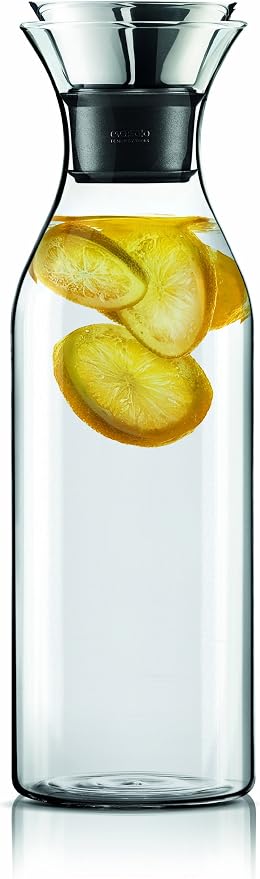 EVA SOLO | Fridge Carafe 1.4L | For Hot & Cold Drinks | 100% drip-free | Dishwasher-safe Borosilicate Glass | Stainless steel & Silicone Pouring Lip | Fits Most Refrigerator Doors | Danish Design