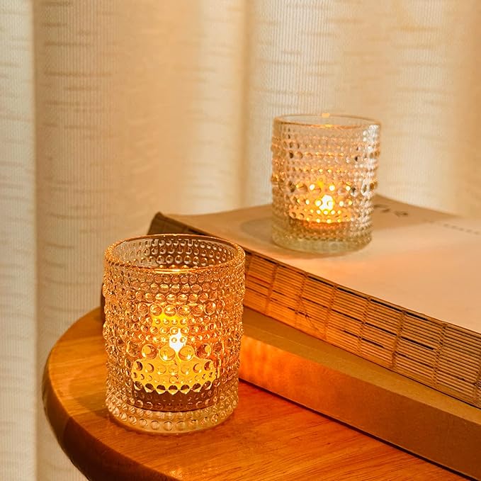 TRIRITE 36 Pcs Clear Votive Candle Holders for Wedding, 2x2.5 Elegant Tealight Candle Holder, Vintage Tea Light Holders for Bridal Shower & Table Centerpieces