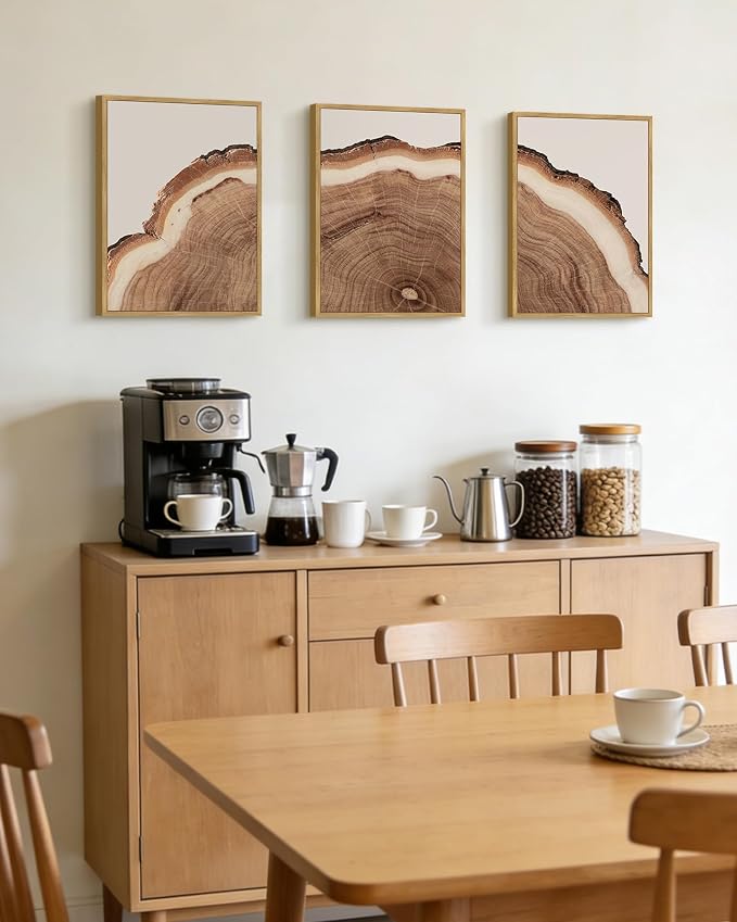 PHOPAGO Vintage Tree Rings Wood Framed Wall Art Modern Retro Stump Wall Decor Nature Farmhouse Rustic Art Prints Home Decor - 11x14in Natural Framed