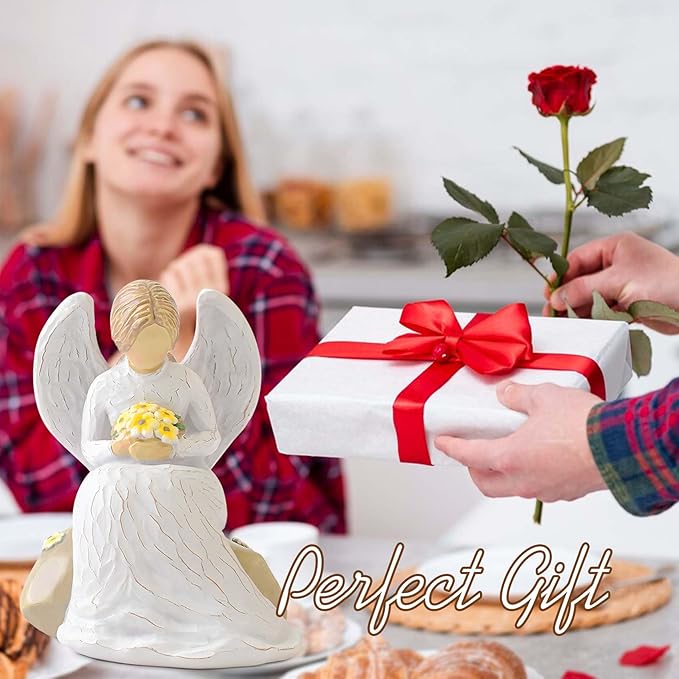 Guardian Angel Statues and Figurines, Praying Angel Figurines for Women, Resin Angeles Decorativos Hand-Painted Collectible Sculpture, Ornaments Mom Birthday Gifts