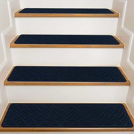 Stair Treads for Wooden Steps, 8" X 30" Non Slip Carpet Stair Treads with Reusable Adhesive for Kids Elders and Dogs, Surface Polyester TPR Backing Stair-Runner 15PCS