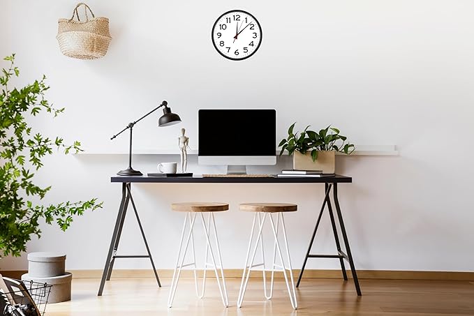 Ultimate Wall Clock | 10 Inch | Silent | Round | Quartz | Black | Kitchen | Office | Bedroom | Study | Classic | Indoor | Outdoor | Unbranded | Battery Operated | Modern Décor | Sweeping