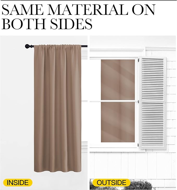 NICETOWN RV Blackout Curtains for Camper Windows, Window Treatment Thermal Insulated Rod Pocket Small Blackout Draperies/Drapes for Bedroom/Kitchen (Cappuccino, Set of 2, 29" Wide by 30" Long)