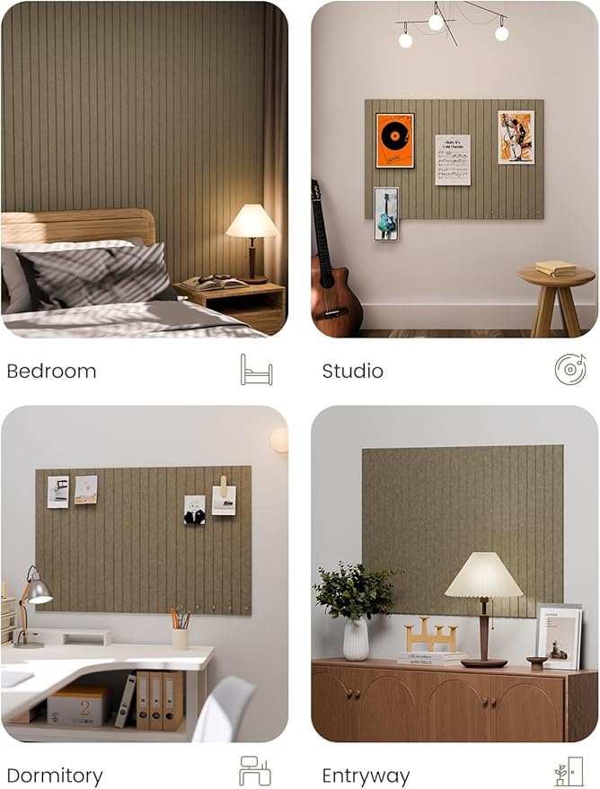 Large Felt Bulletin Board 36"x24" Cork Board Alternative - 6 Pack with 40 Safe Removable Adhesive Tabs, Cork Boards for Walls Cork Board for Home Office Classroom Pin Board-Earth Brown