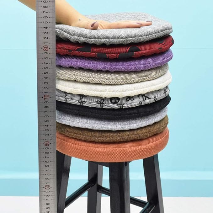 Levoberg Round bar Stool Covers Linen Sponge bar Stool Cushions Round Chair seat slipcovers 13inch/33cm ＃3