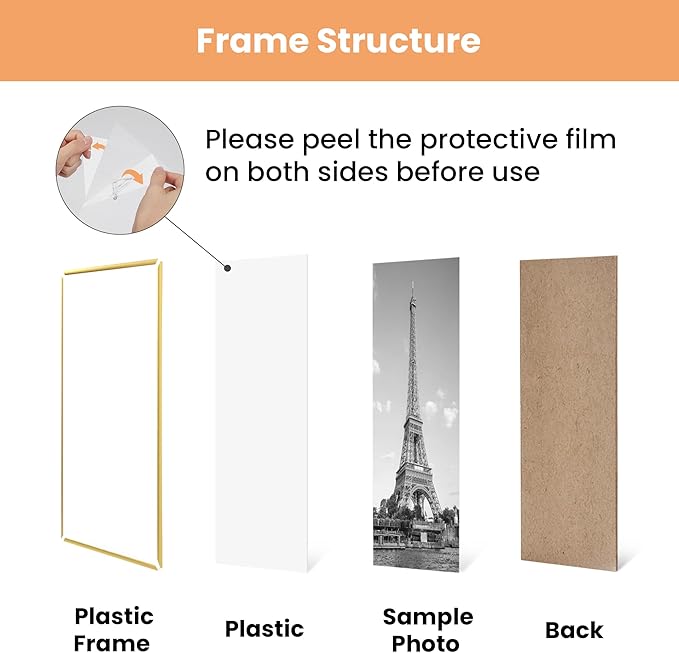 upsimples 18x24 Picture Frame Gold 3 Pack, Scratch-Proof Poster Frames 18 x 24 for Photo Gallery - Slide-In Strips, Horizontal or Vertical Wall Mounting