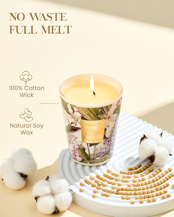 M&SENSE Pear Freesia Soy Candle, 14.1oz, Summer Fruity Gift for Women | 60H Slow Burn, Non-Toxic, Living Room Stress Relief, Relaxation, Fruity Home Fragrance Housewarming Gift