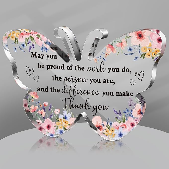 Yinder Thank You Gifts for Women Appreciation Gifts for Coworker Employee Nurse Teacher Leader Boss Inspirational Quotes Acrylic Desk Decor for Home Office Farewell Retirement