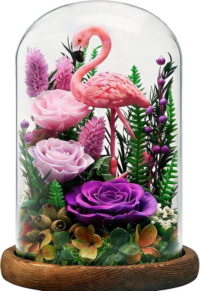 Forever Gifts for Mom: Big Flower Big Love-Mothers Day Flowers for Mom Wife Grandma-Eternal Flower with Flamingo-Flowers for Delivery Prime on Anniversary Valentines Birthday (Purple)