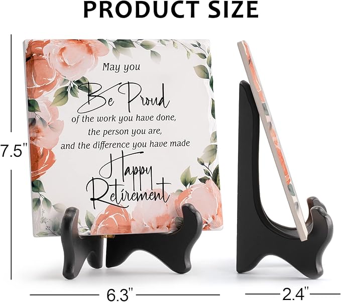 Retirement Gifts for Women Men Best Ceramic Retirement Plaque Happy Retirement Table Decorations Sign for Mom Teacher Nurses Coworker 6 * 6 (Flower)