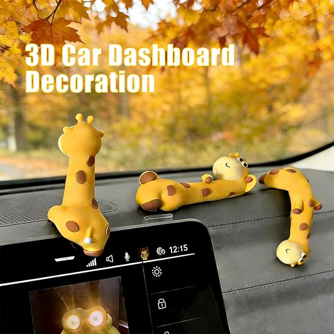 Funny Resin Desk Giraffe Decor 4 PCS, Mini Cute Giraffe Figurines for Computer Monitor, Car Dashboard and Rearview Mirror, Office Desk, Photo Frame Decorations Accessories & Housewarming Gifts
