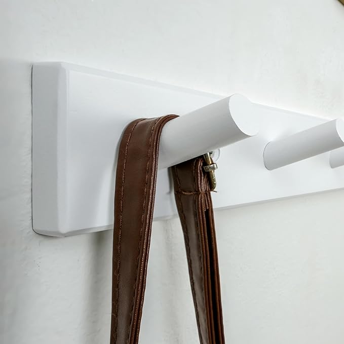 WEBI Coat Rack Wall Mounted,10 Hooks,38" Long Coat Hanger Wall Mount,Peg Rail Hat Hooks for Hanging Caps,Jacket,Clothes,Coats,White