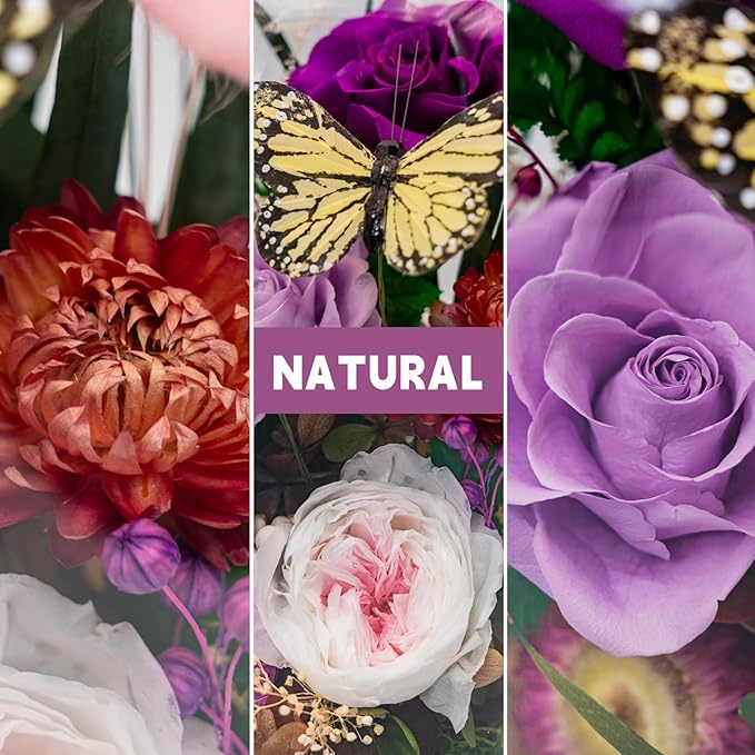 Forever Gifts for Mom: Big Flower Big Love-Mothers Day Flowers for Mom Wife Grandma-Eternal Flower with Butterfly-Flowers for Delivery Prime on Anniversary Valentines Birthday (Purple)