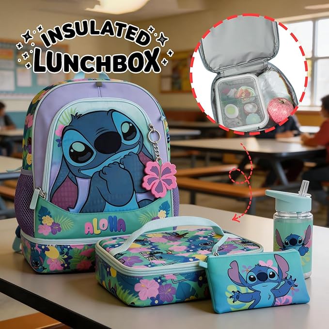 BIOWORLD Womens Kid Lilo & Stitch Backpack Set (Little Kid/Big Kid) Purple Onesize