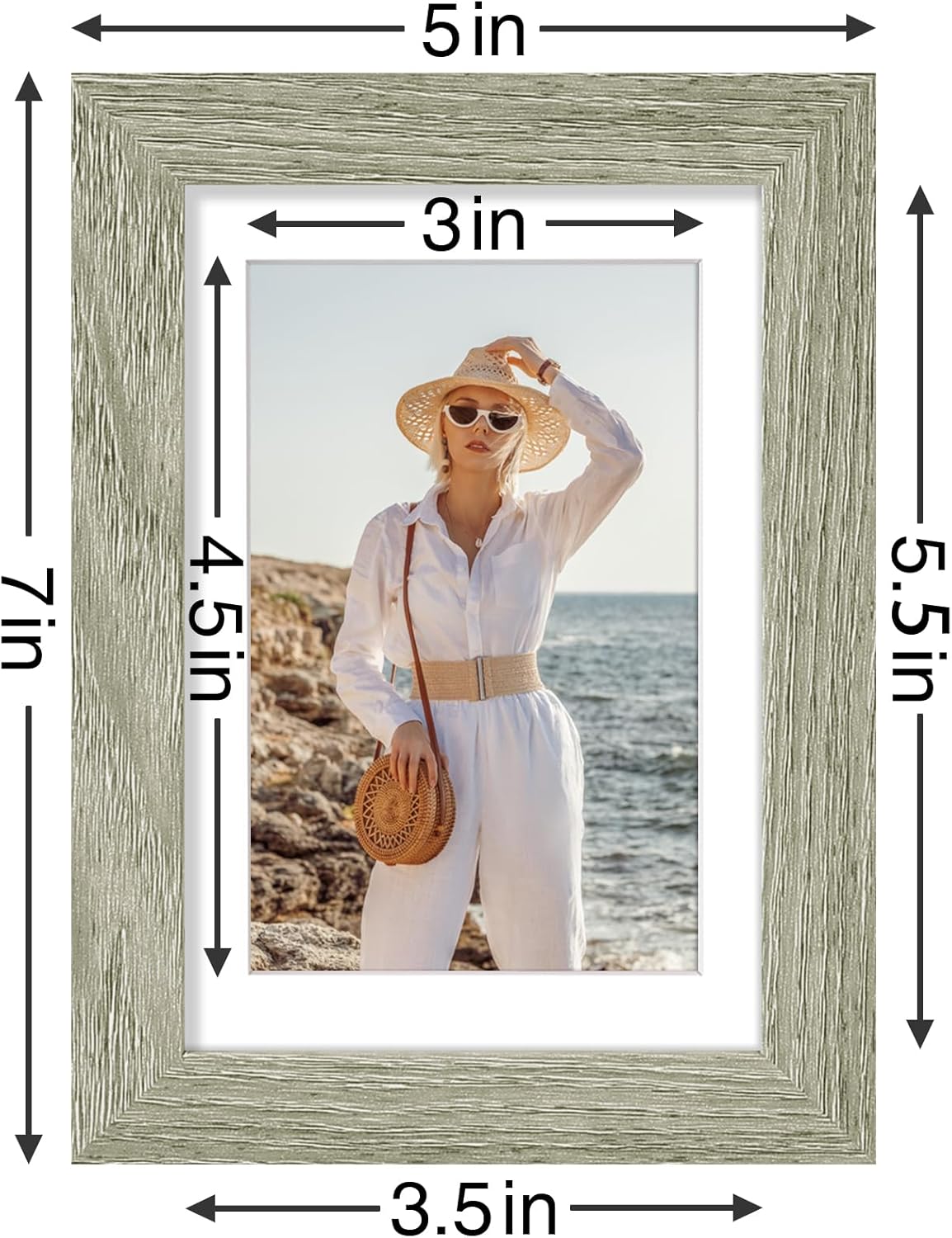 Vittanly 4x6 Picture Frames Set of 9, Shatter Resistant Plexiglass, Display 3.5x5 Pictures with Mat or 4x6 without Mat, Photo Frames for Wall or Tabletop, Engineered Wood, Driftwood