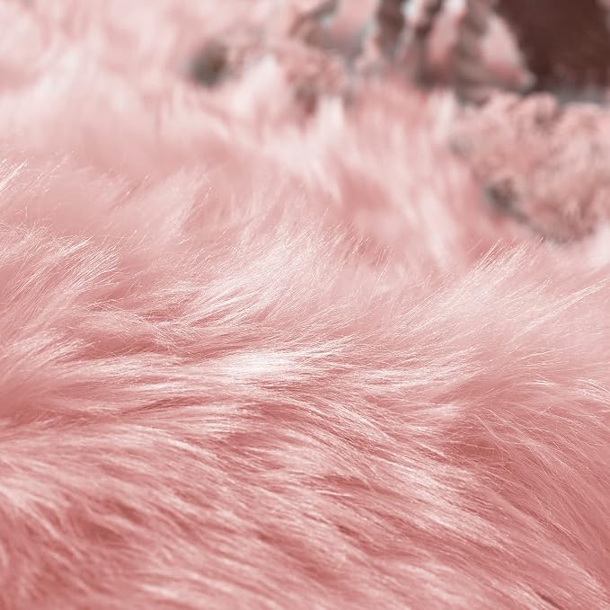 Goolela Pink Area Rug 6x9 Fluffy Fuzzy Furry Sheepskin Rug for Girls Bedroom Faux Fur Shag Carpet Soft Plush Rectangle