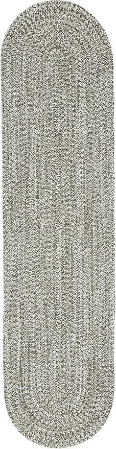 Superior Reversible Braided Indoor/Outdoor Area Rug, 2' x 8', Charcoal-White